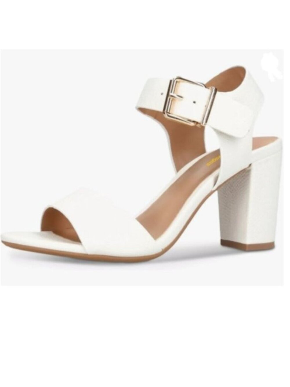 Wo Wagas White Open Toe Sandals Ankle Buckled Strap Block High Heel Daily Shoes